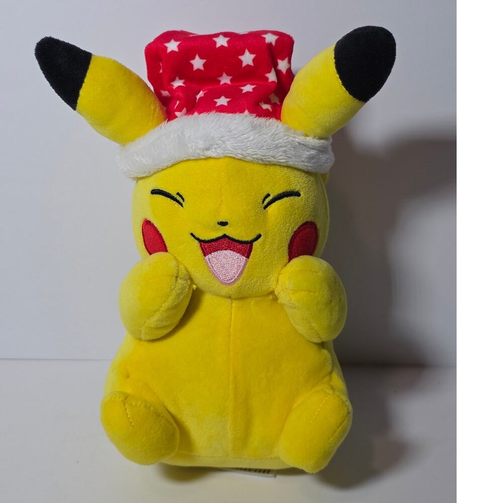 Pokemon Christmas Pikachu with Santa Hat 8" Collectible Plush